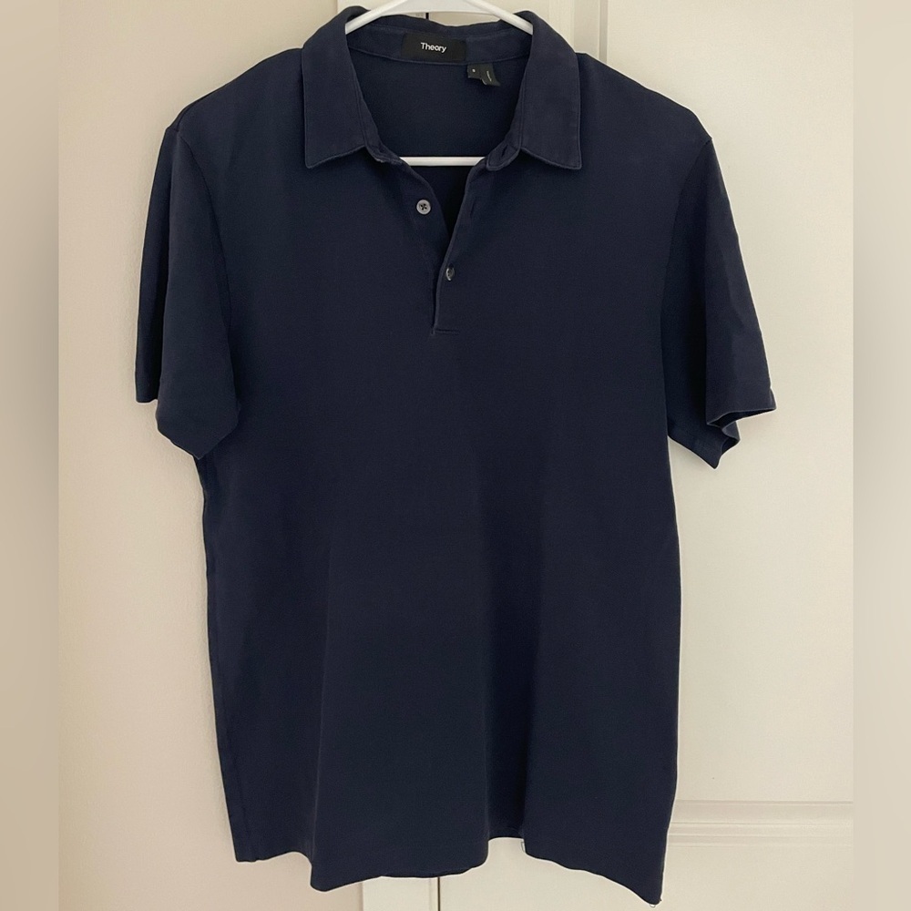 Theory Bron B Air Pique Polo Shirt Men’s Small in Navy Blue, 100% Pima Cotton